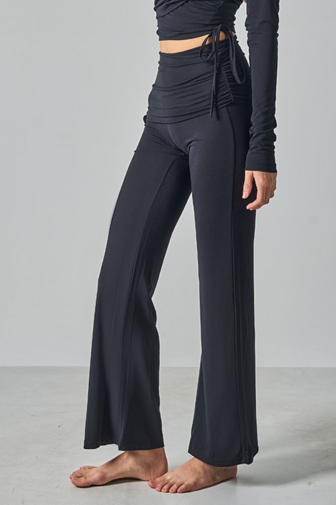 Solid Fitted Foldover Soft Pants image 10