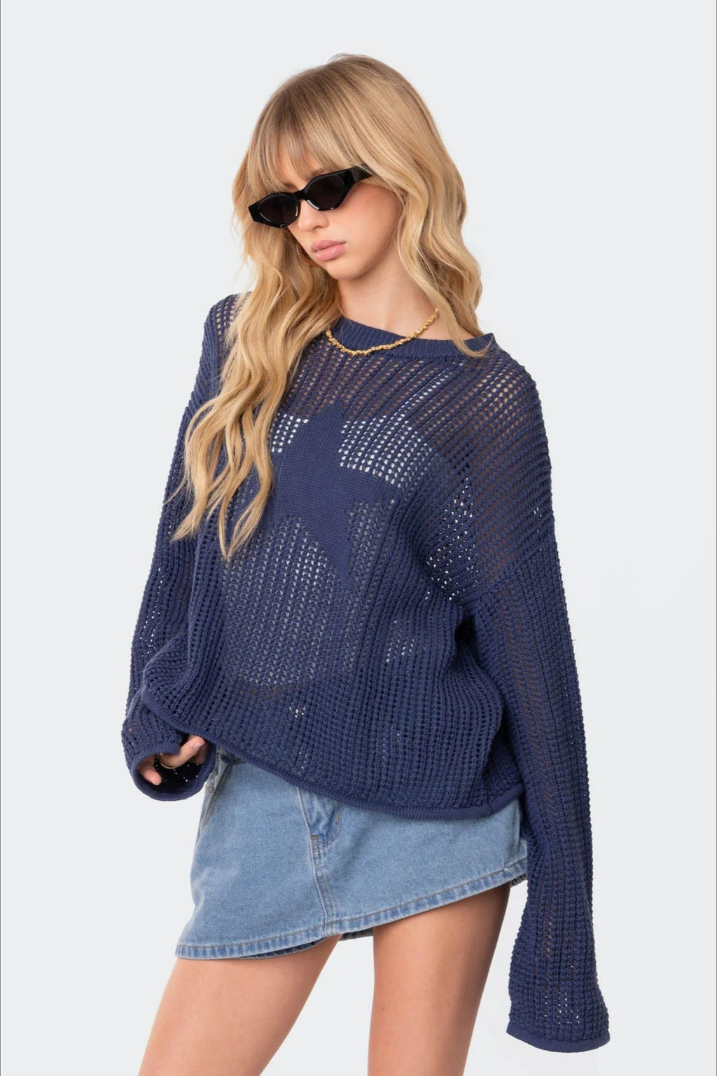 Sexy Hollow Knit Pullover Sweater image 2