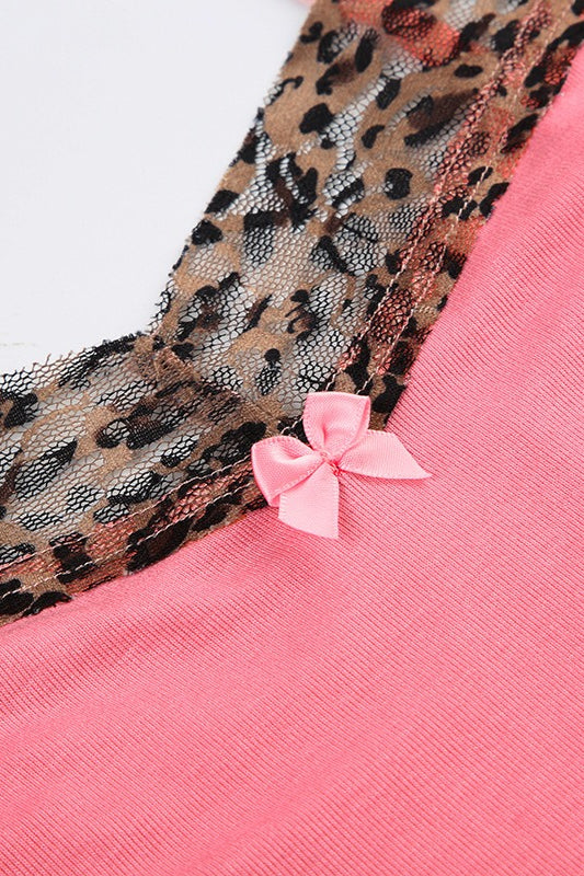 Leopard Lace Splice U Neck Cami Top image 4