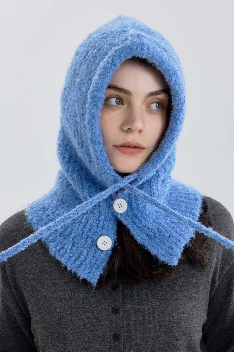 Solid Color Button-Down Balaclava One-Piece Knitted Warm Hat image 1