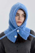 Solid Color Button-Down Balaclava One-Piece Knitted Warm Hat image 1