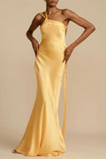 Satin One Shoulder Bodycon Formal Dress image 4