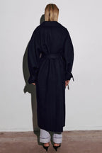 Extra-Long Wool Tie-Waist Loose Overcoat image 12