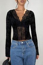 Lace Paneled Leopard Print Ruffled Cardigan Blouse image 4