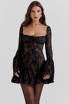 Lace Bell Sleeve Bandeau Sexy Mini Dress image 8