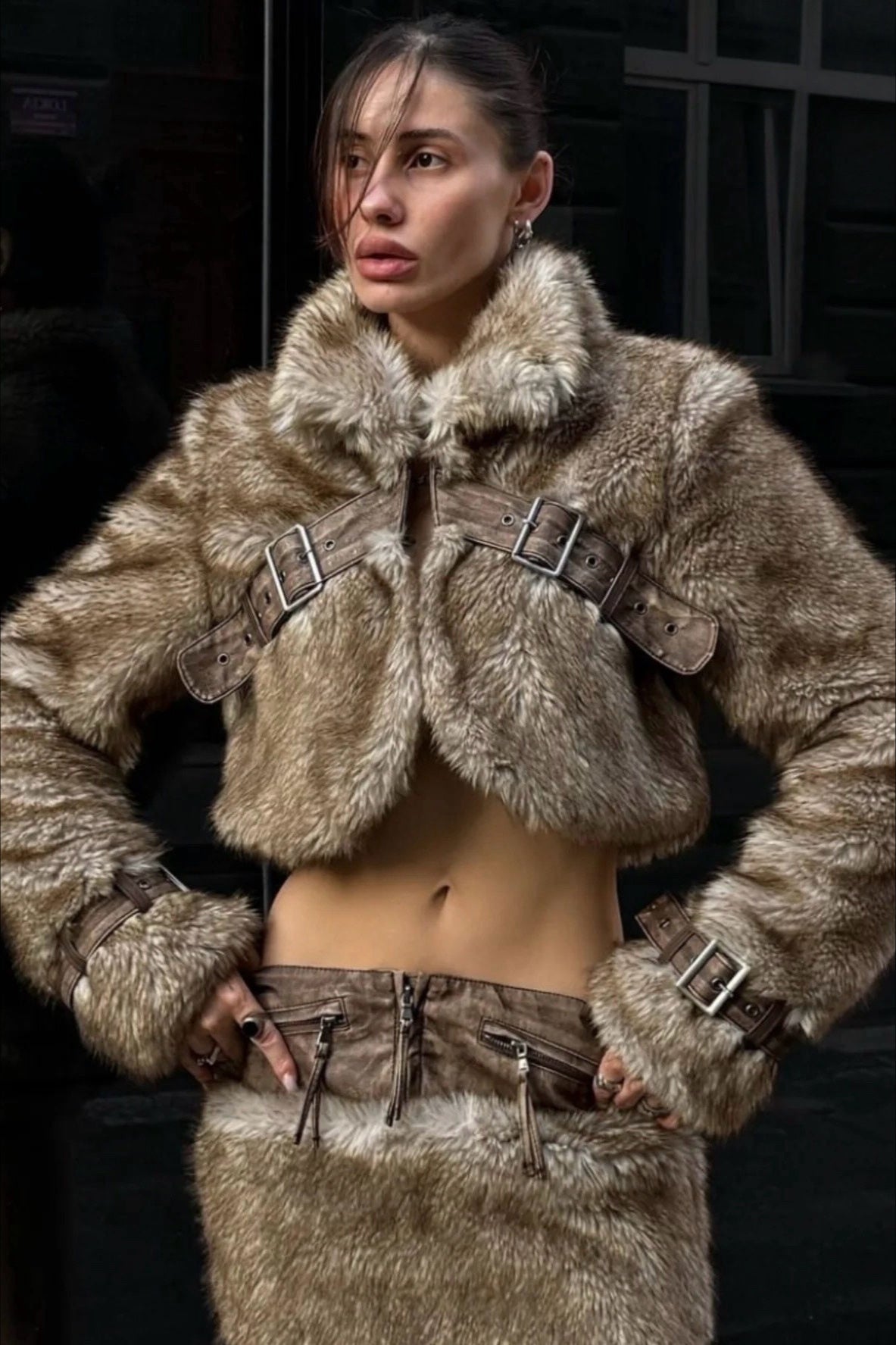Vintage Cropped Patchwork Stand Collar Coat image 1