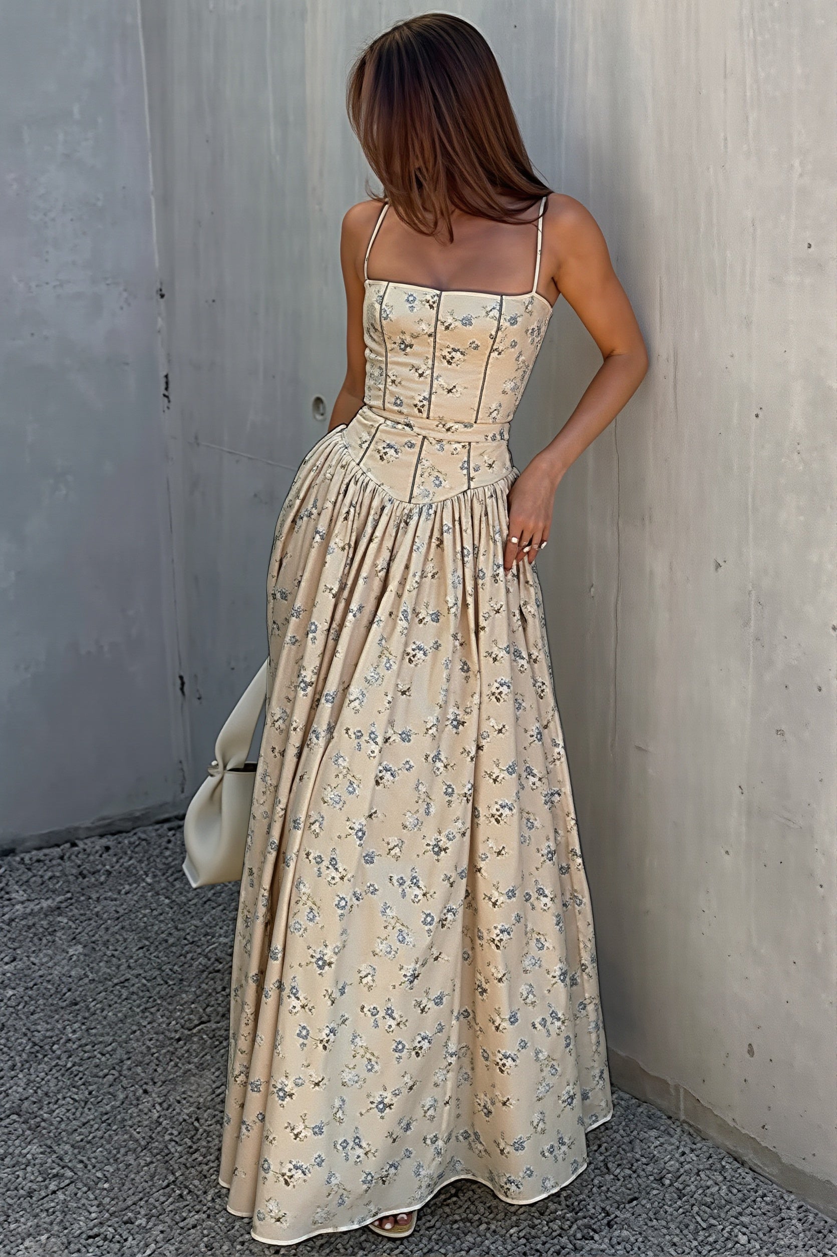 Chic Vintage Floral Cami Slim Fit Maxi Dress image 4
