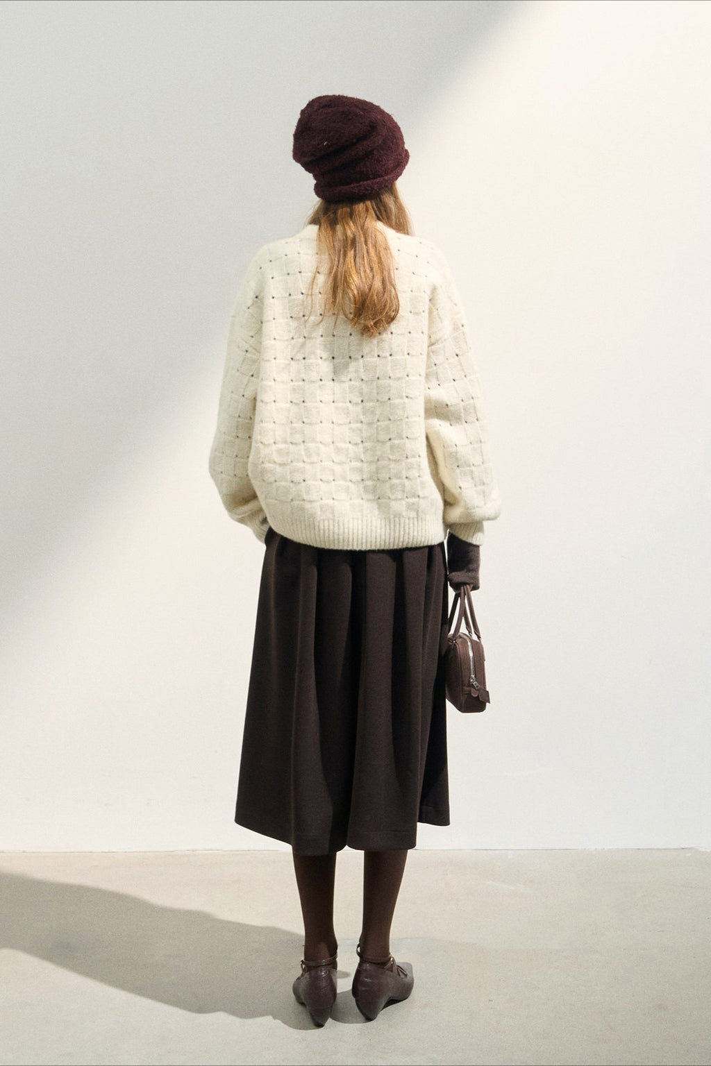 Loose Fit Crew Neck Wool Blend Knit Sweater image 3