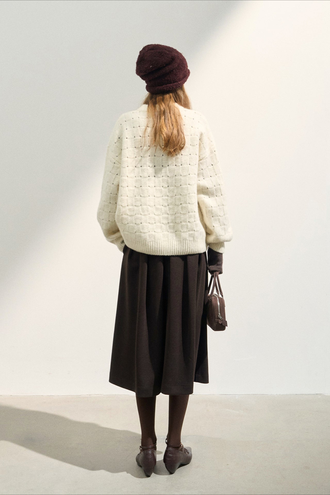 Loose Fit Crew Neck Wool Blend Knit Sweater image 3