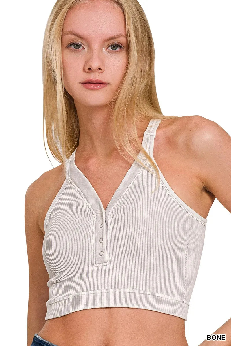 Serena Button Tank styled for Avrienne