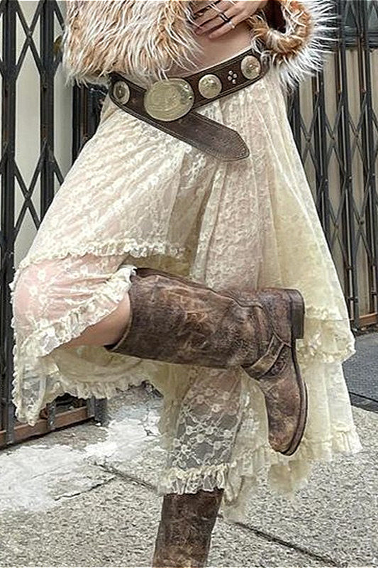 Lace Asymmetrical Maxi Skirt image 1