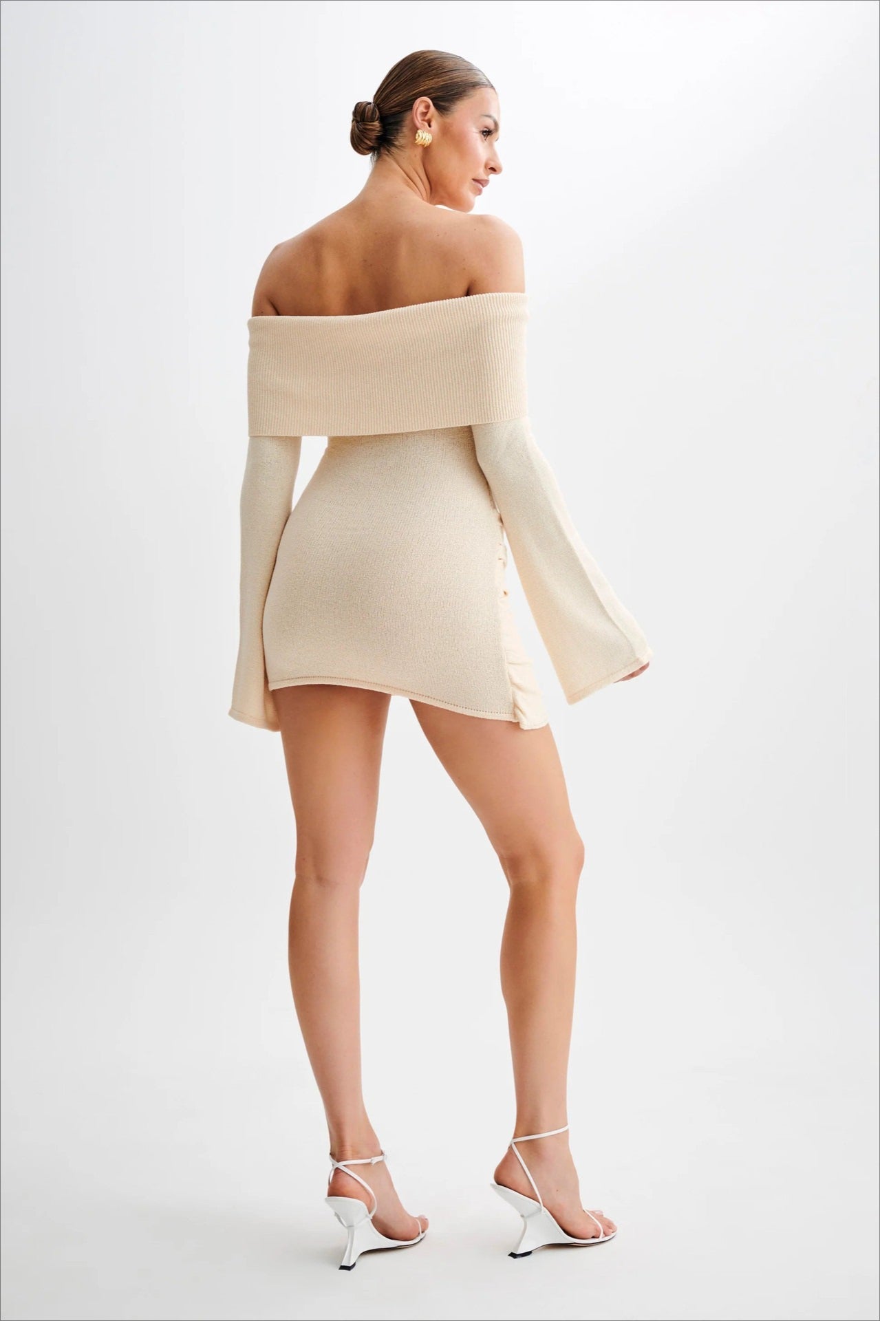 Off Shoulder Tie Knit Sweater Dress image 5