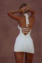 Shiny Sequin Pleated One-Shoulder Mini Dress image 4