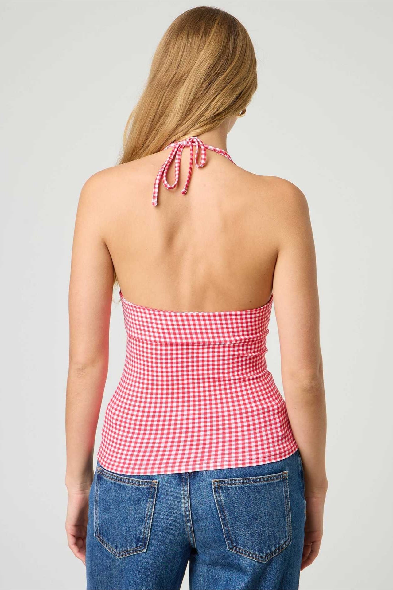 Sexy Polka Dot Plaid Slim Halter Top image 8