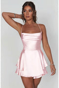 Sexy Slim Solid Color Backless Cami Mini Dress image 1
