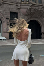 Sexy Fitted V Neck Open Back A Line Mini Dress image 2