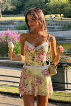 Vacation Floral Lace Strap Mini Dres image 1
