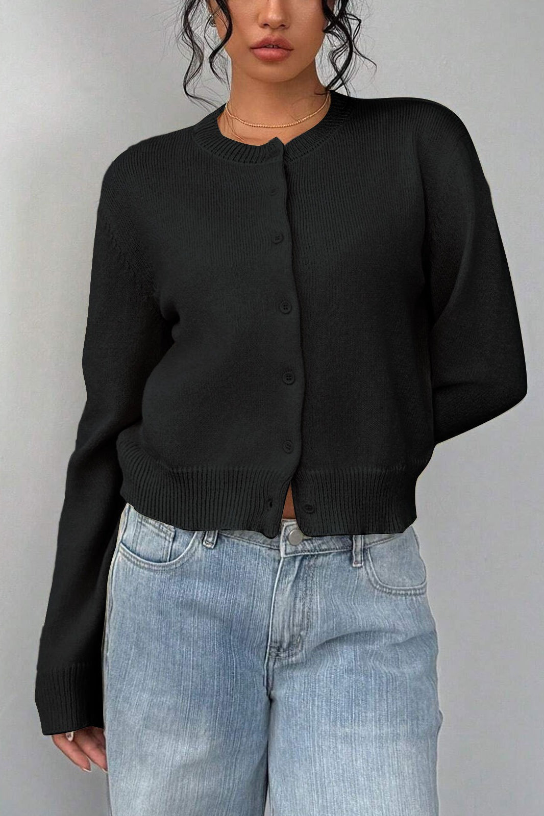 Lightweight Round Neck Button Cardigan image 16