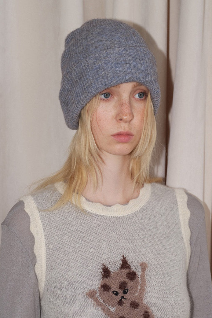 Solid Color Double Layer Soft Wool Knitted Hat image 1