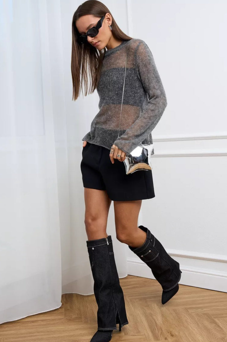 Loose Hollow Out Wool Blend Knit Blouse image 6