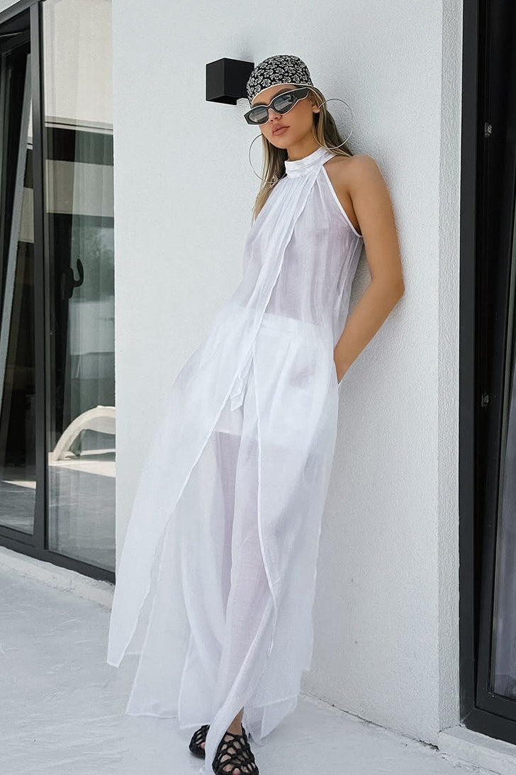 Casual Flowy Tencel Sleeveless Halter Two Piece Set image 5