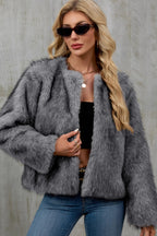 Plush Short Fur Open Cardigan Coat image 1