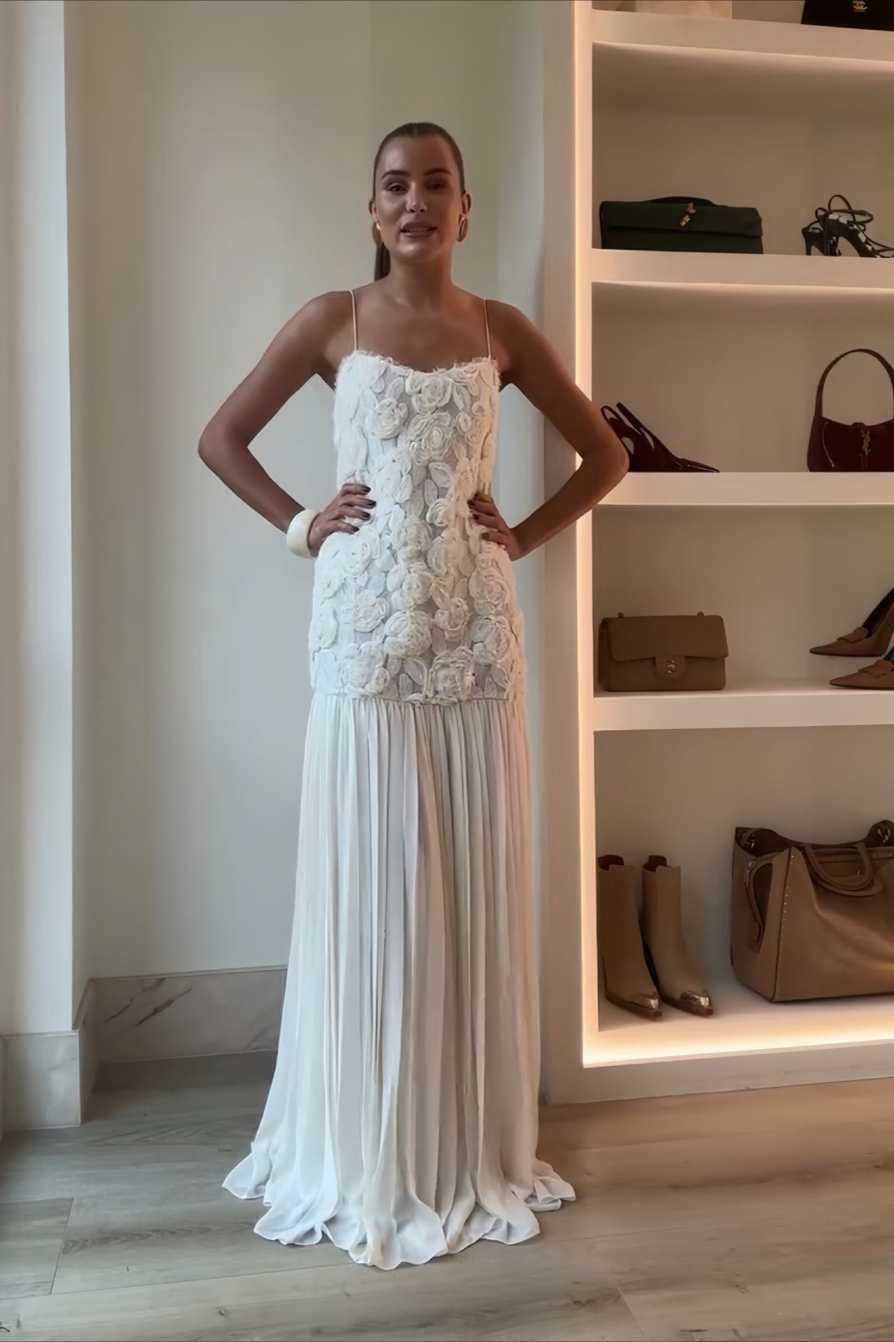 Rose Appliqué Ruffle Cami Maxi Dress image 1