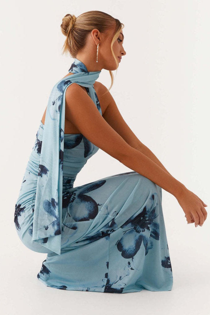Tie Dye Mesh Spaghetti Strap Maxi Party Dress image 3
