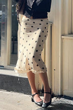 High Waist Polka Dot A-line Midi Skirt image 2