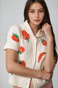 Jacquard Short Sleeve Knit Cardigan image 1
