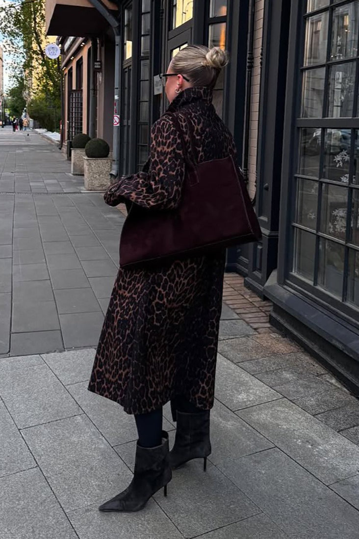 Leopard Print Long Trench Coat image 4