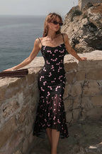 Floral Print Spaghetti Strap Split Mermaid Maxi Dress image 2