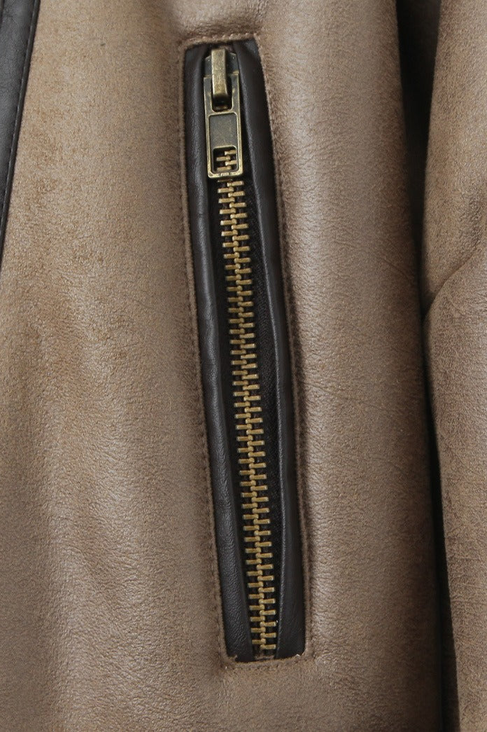 Vintage Patchwork Faux Suede Lapel Long Coat image 5