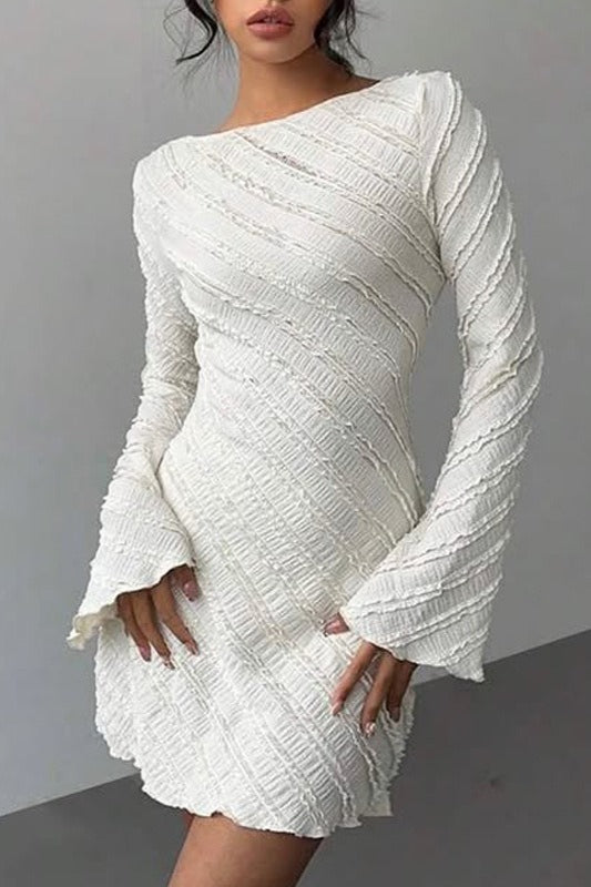 Boat Neck Backless A-Line Sweater Dress image 1