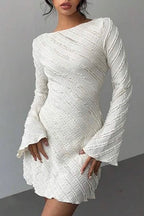 Boat Neck Backless A-Line Sweater Dress image 1