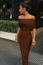Off-Shoulder Backless Bodycon Maxi Dress image 2