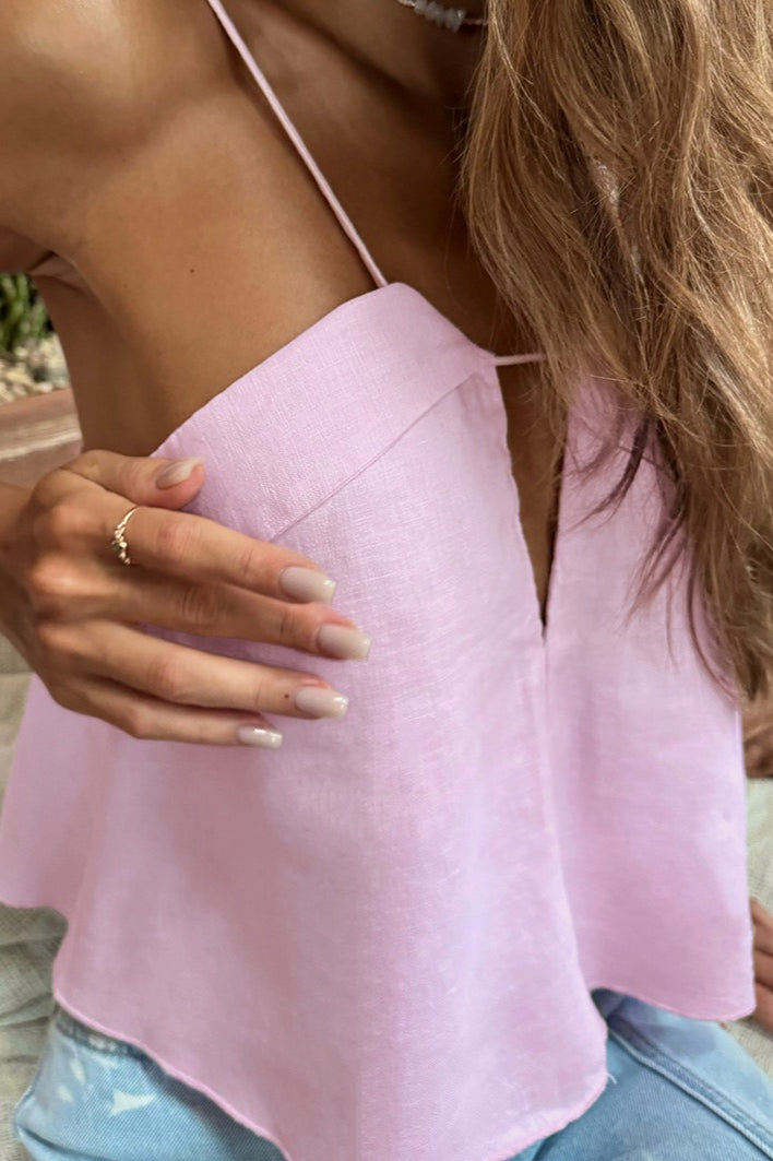Solid Casual Cropped Triangle Cutout Trendy Cami Top image 4