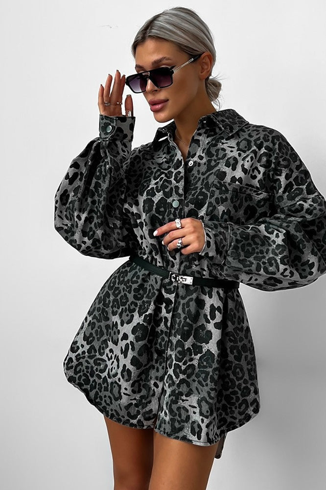 Autumn Vintage Leopard Print Casual Blouse image 4