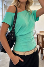 Fresh Mint Asym Slim Waist Blouse image 3