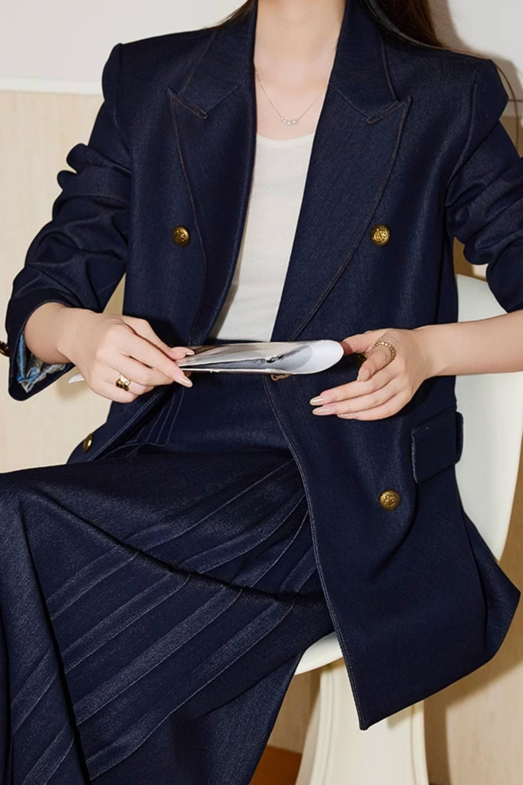 Double Breasted Twill Blazer image 4