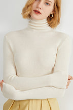 Ribbed Turtleneck Long-Sleeve Slim Stretch Knit Top image 1