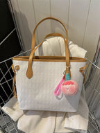 Cosette Woven Tote detail view styled for Avrienne