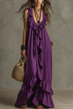 Ruffle Sleeveless Casual Long Boho Dress image 3
