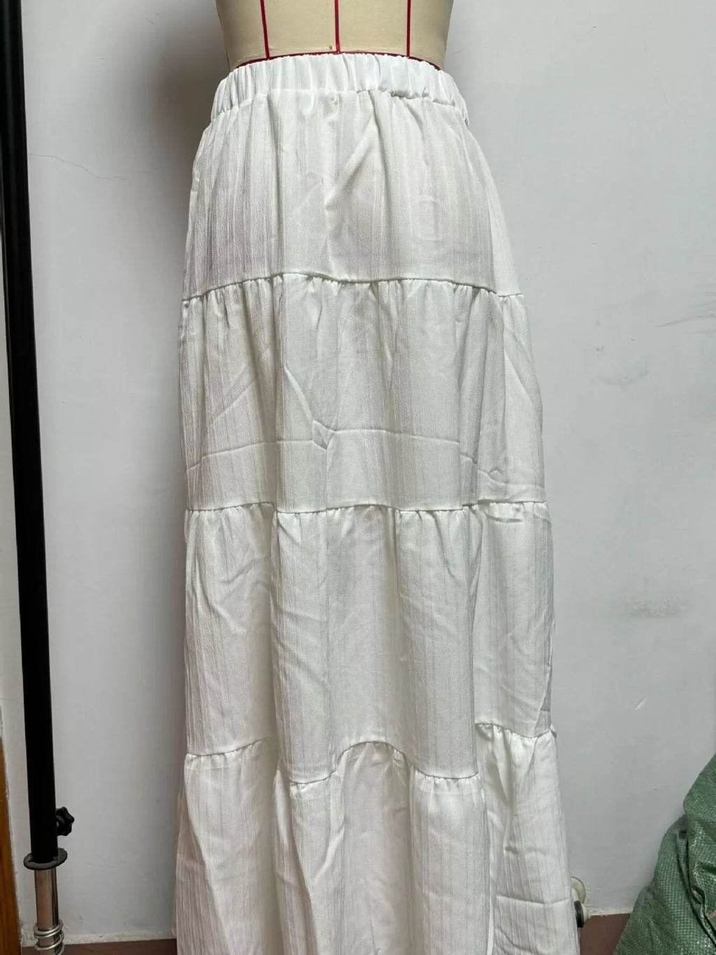 Capri Tiered Maxi Skirt detail view styled for Avrienne