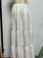 Capri Tiered Maxi Skirt detail view styled for Avrienne