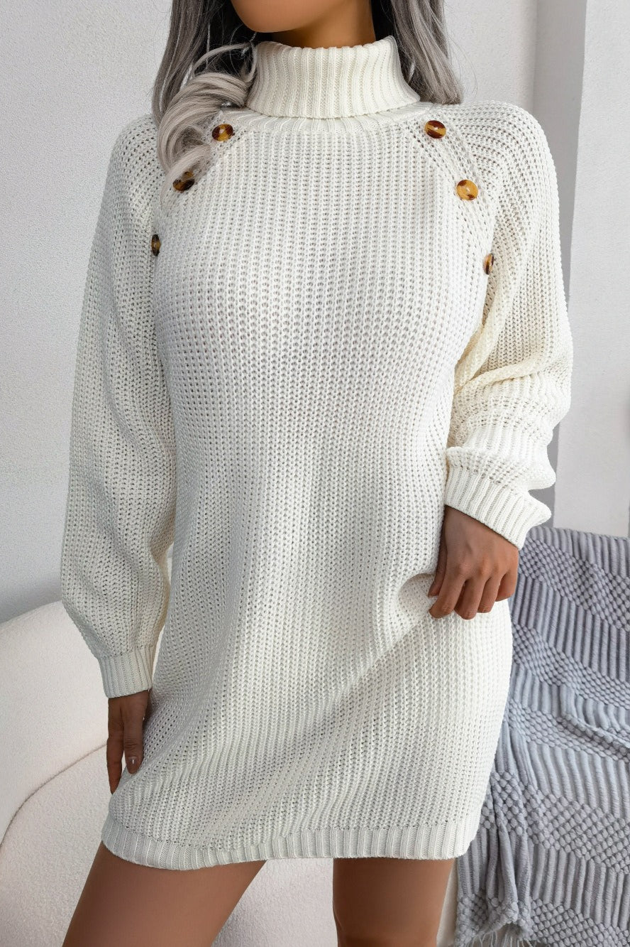Long Sleeve Button Knit Sweater Dress image 6