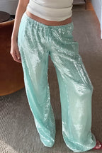 Sequined Wide Leg Casual Pants image 4