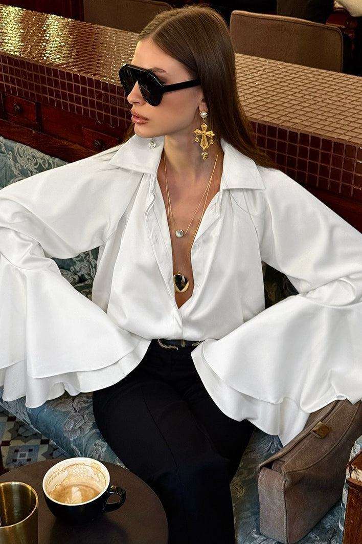 Chic Satin Long Sleeve Elegant Blouse image 3