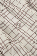 Fitted Waist Plaid V Neck Button Front Short Blouse image 4