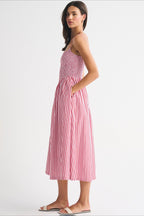 Striped Pocket A-Line Printed Midi Dress image 2